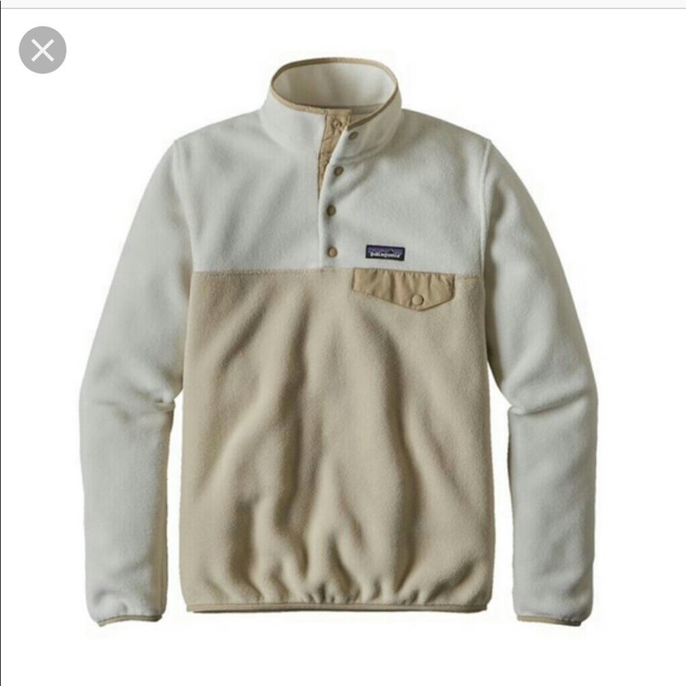 Patagonia Synchilla white and tan 1/4 pullover